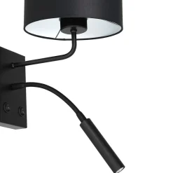 Wandleuchten|Schlafzimmer Lampen*Luminex Wandlampe Schwarz Weiß Stoff Lesearm E27 G9 wohnlich