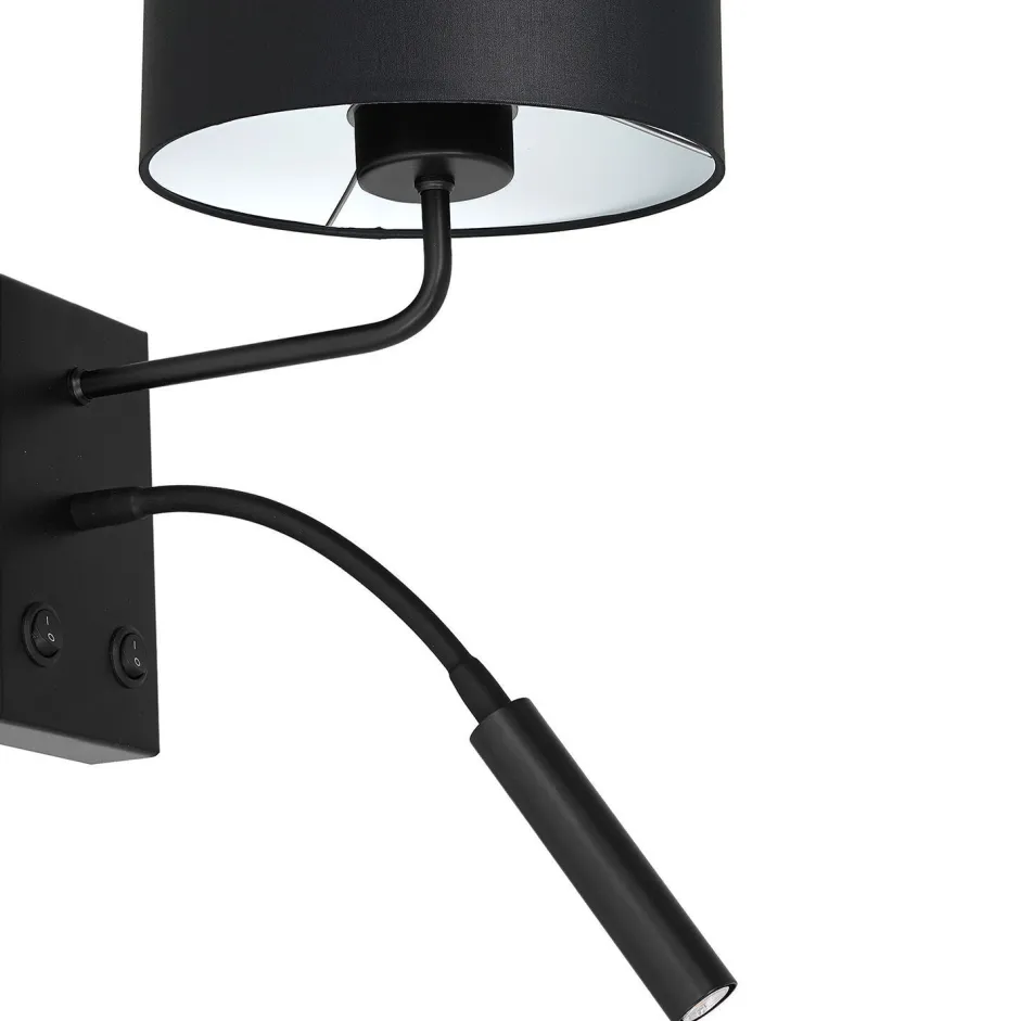 Wandleuchten|Schlafzimmer Lampen*Luminex Wandlampe Schwarz Weiß Stoff Lesearm E27 G9 wohnlich