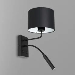 Wandleuchten|Schlafzimmer Lampen*Luminex Wandlampe Schwarz Weiß Stoff Lesearm E27 G9 wohnlich