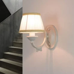 Easylight Wandlampe Shabby Weiß Stoff Klassisch E14 SOFIA< Stofflampen|Wohnzimmerlampen