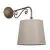 Giovanni Battista Wandlampe Stoff Messing E27 in Bronze antik Rustikal< Wandleuchten|Industrie Lampen