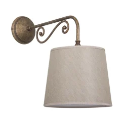 Giovanni Battista Wandlampe Stoff Messing E27 in Bronze antik Rustikal< Wandleuchten|Industrie Lampen