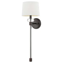 Elstead Wandlampe Stoff Metall 67,6 cm hoch Modern Bronze Antik Weiß< Wohnzimmerlampen|Stofflampen
