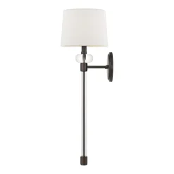 Elstead Wandlampe Stoff Metall 67,6 cm hoch Modern Bronze Antik Weiß< Wohnzimmerlampen|Stofflampen