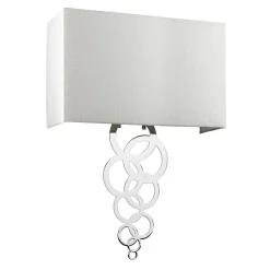 Elstead Wandlampe Stoff Metall in Creme Chrom Modern eckig< Wandleuchten|Flurlampen