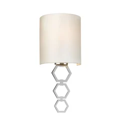 Elstead Wandlampe Stoff Schirm in Creme Chrom schmal E27< Wandleuchten|Flurlampen