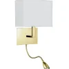 Searchlight Wandlampe Stoffschirm blendarm H:26 cm Lesearm flexibel< Wohnzimmerlampen|Stofflampen