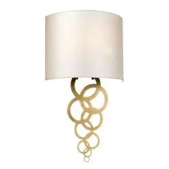 Elstead Wandlampe Stoffschirm Creme Messing Modern E27< Wandleuchten|Flurlampen