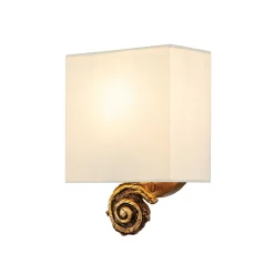 Elstead Wandlampe Stoffschirm H: 25,4 cm in Blattgold Weiß< Wandleuchten|Flurlampen
