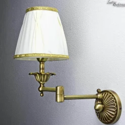 Giovanni Battista Wandlampe Stoffschirm Weiß aus Echt-Messing< Wandleuchten|Lampen Aus Aller Welt