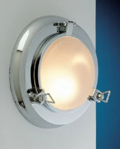 Laura Suardi Wandlampe Treppenhaus Bad Chrom Echt-Messing rund< Led Lampen|Wandleuchten