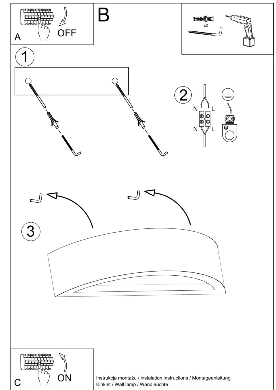 Betonlampen|Küchenlampen*Sollux Wandlampe Up Down Beton 40 cm indirekt E27 innen