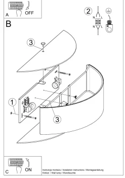 Wandleuchten|Flurlampen*Sollux Wandlampe Up Down Schwarz Stoff Glas 45 cm indirekt