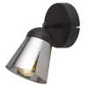 Searchlight Wandlampe verstellbar Schwarz Rauchgrau E14 Glasschirm< Wandleuchten|Flurlampen