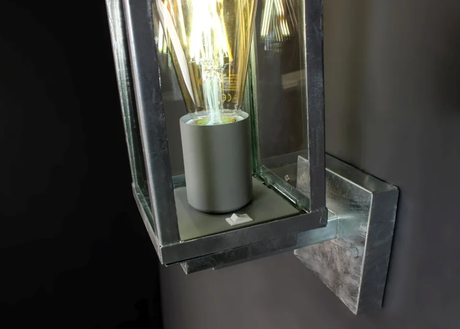 Eco-Light Wandlampe Vintage Aluminium in Zink IP44 E27 B:11 cm< Metall Lampen|Vintage Lampen