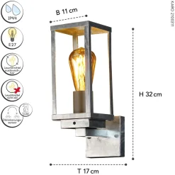 Eco-Light Wandlampe Vintage Aluminium in Zink IP44 E27 B:11 cm< Metall Lampen|Vintage Lampen