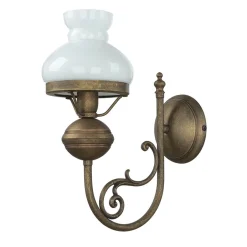 Giovanni Battista Wandlampe Weiß Glasschirm aus Echt-Messing Antik< Wandleuchten|Esszimmer Lampen