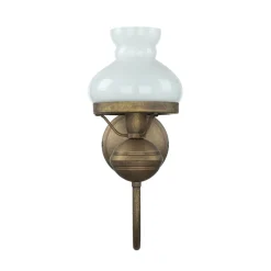 Giovanni Battista Wandlampe Weiß Glasschirm aus Echt-Messing Antik< Wandleuchten|Esszimmer Lampen