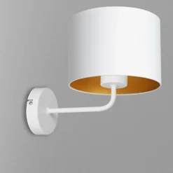 Wandleuchten|Schlafzimmer Lampen*Luminex Wandlampe Weiß Gold Stoff Metall E27 H:24 cm blendarm