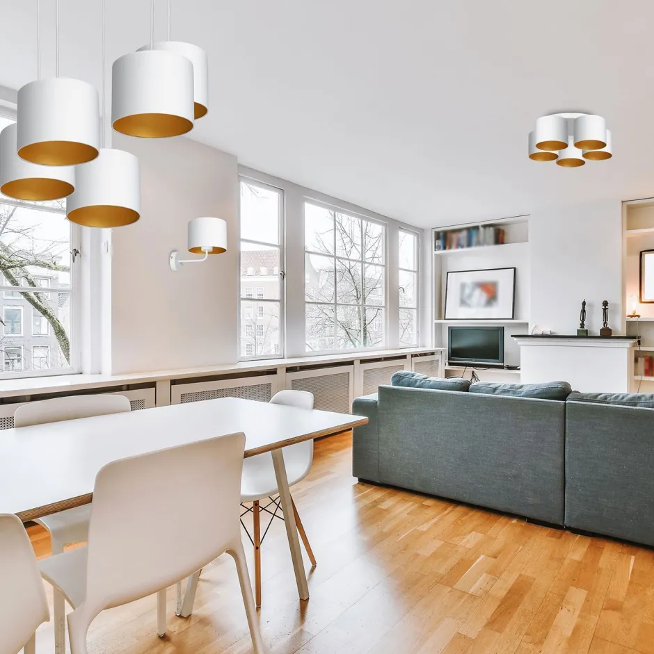 Wandleuchten|Schlafzimmer Lampen*Luminex Wandlampe Weiß Gold Stoff Metall E27 H:24 cm blendarm