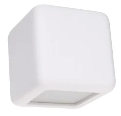 Wandleuchten|Flurlampen*Sollux Wandlampe Weiß Keramik B: 14 cm Würfel bemalbar