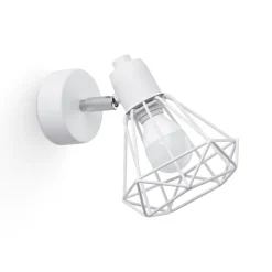 Sollux Wandlampe Weiß schwenkbar Draht Schirm E27 Retro< Wandleuchten|Wohnzimmerlampen