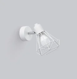 Sollux Wandlampe Weiß schwenkbar Draht Schirm E27 Retro< Wandleuchten|Wohnzimmerlampen