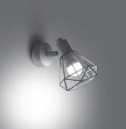 Sollux Wandlampe Weiß schwenkbar Draht Schirm E27 Retro< Wandleuchten|Wohnzimmerlampen