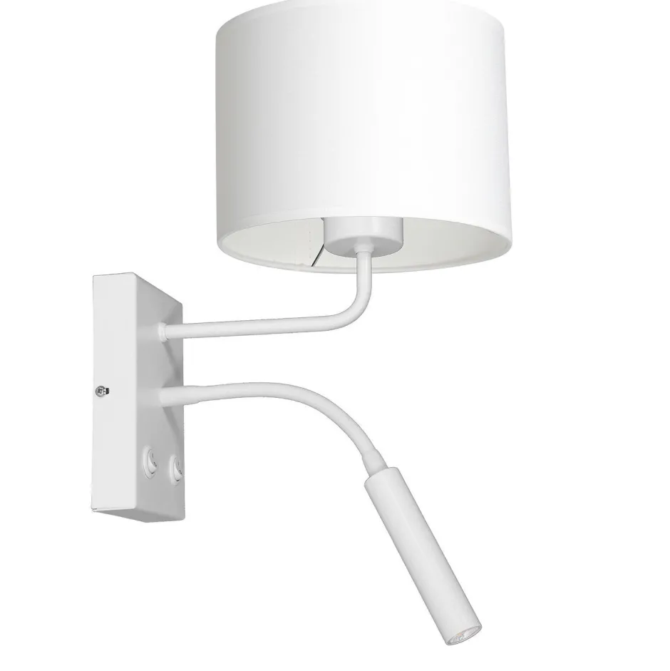 Wandleuchten|Schlafzimmer Lampen*Luminex Wandlampe Weiß Stoff Lesearm E27 G9 H:38 cm blendarm