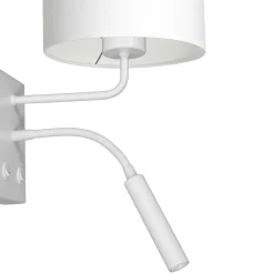Wandleuchten|Schlafzimmer Lampen*Luminex Wandlampe Weiß Stoff Lesearm E27 G9 H:38 cm blendarm