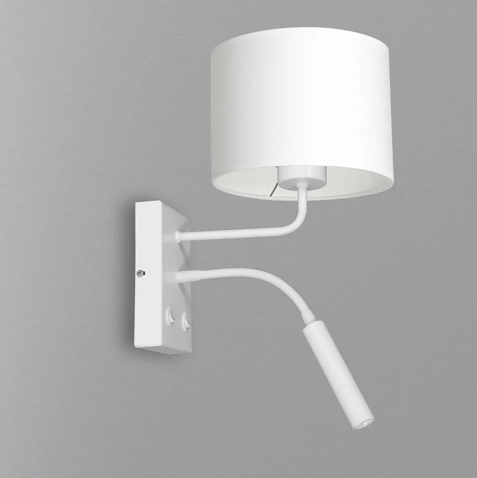 Wandleuchten|Schlafzimmer Lampen*Luminex Wandlampe Weiß Stoff Lesearm E27 G9 H:38 cm blendarm