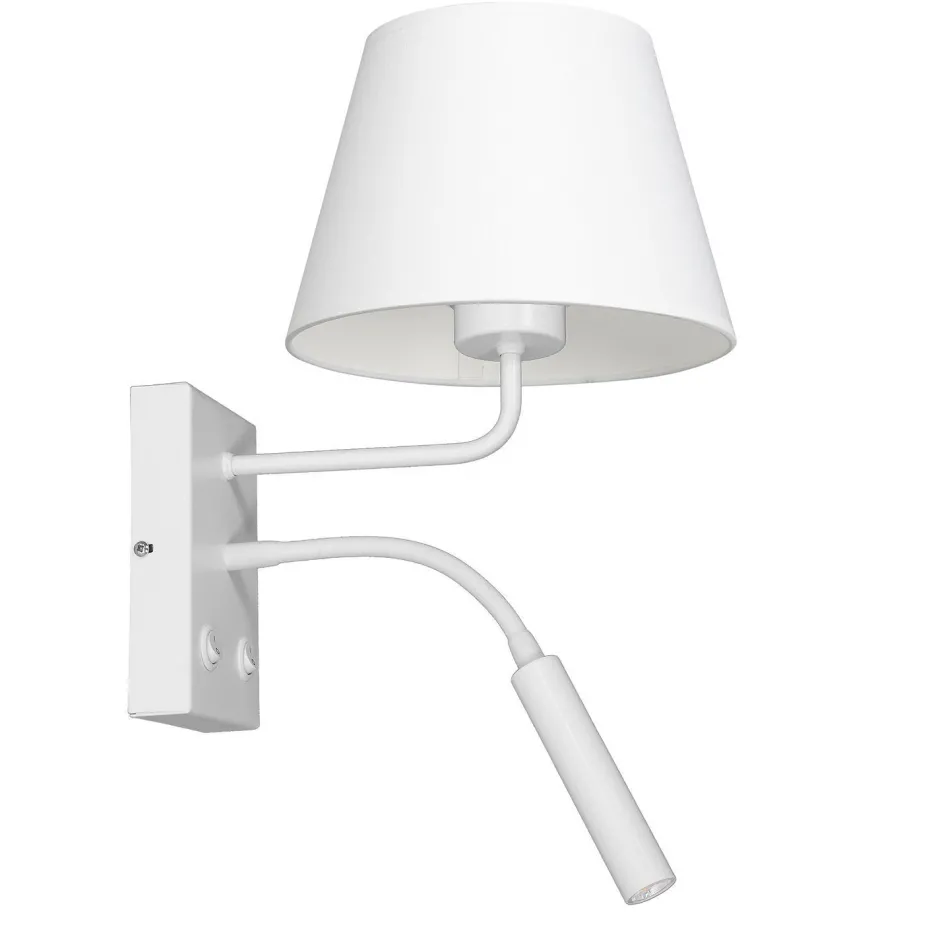 Wandleuchten|Schlafzimmer Lampen*Luminex Wandlampe Weiß Stoff Lesearm E27 G9 H:38 cm konisch