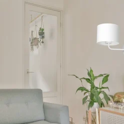 Wohnzimmerlampen|Metall Lampen*Luminex Wandlampe Weiß Stoffschirm Metall E27 H:24 cm blendarm