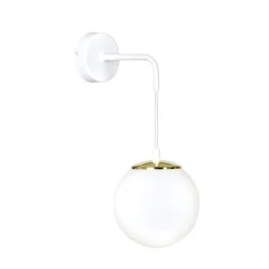 Emibig Wandlampe Weiß verstellbar Kugel Schirm Glas Metall E27< Wandleuchten|Küchenlampen