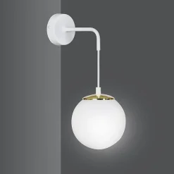 Emibig Wandlampe Weiß verstellbar Kugel Schirm Glas Metall E27< Wandleuchten|Küchenlampen