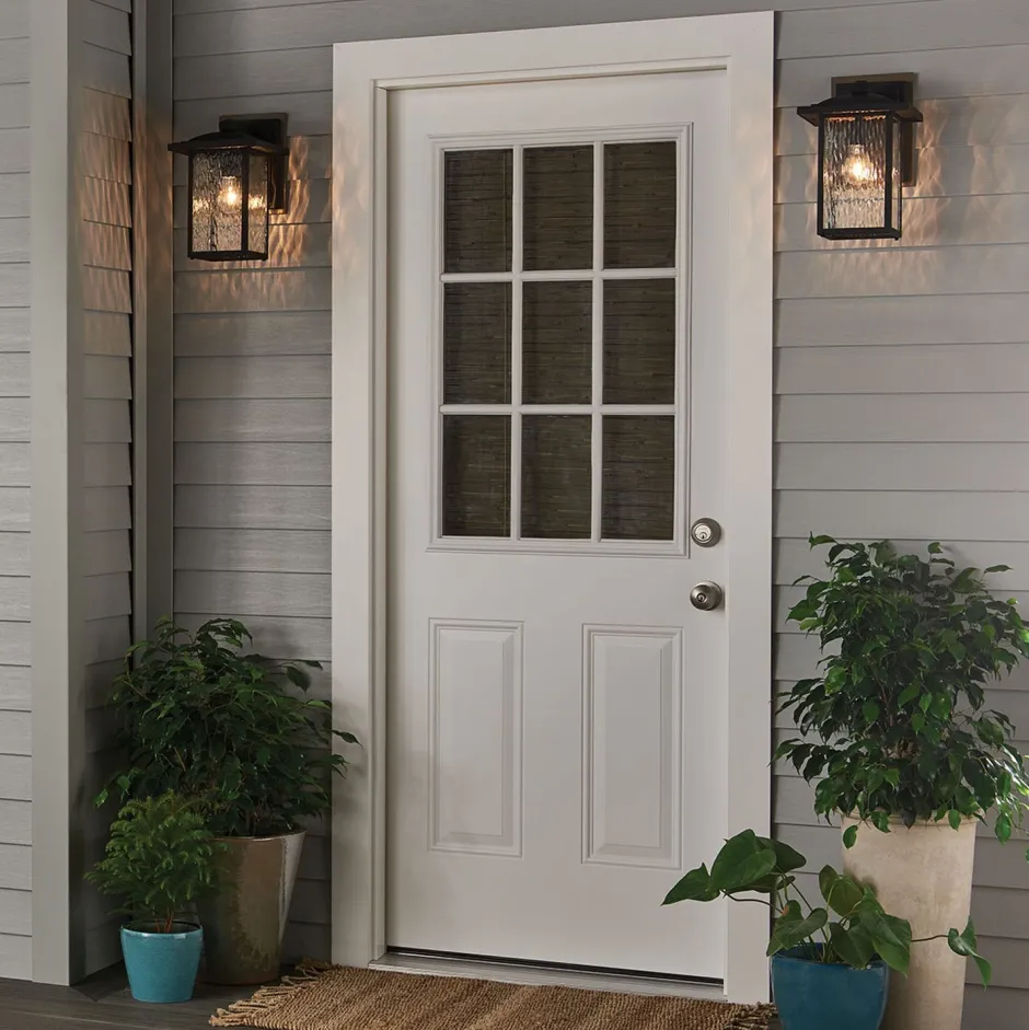 Metall Lampen|Rustikale Lampen*Elstead Wandlaterne außen Aluminium Glas E27 IP44 34,2 cm hoch