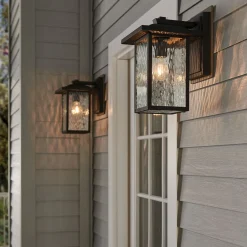 Metall Lampen|Rustikale Lampen*Elstead Wandlaterne außen Aluminium Glas E27 IP44 34,2 cm hoch