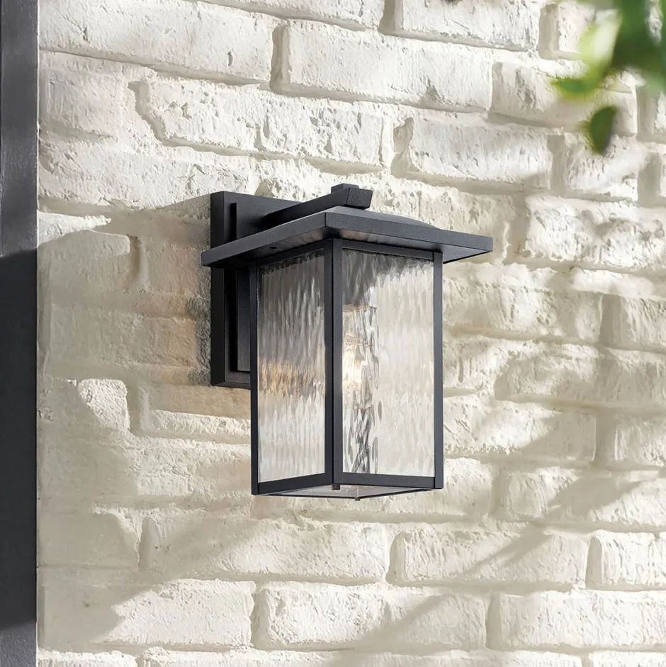 Metall Lampen|Rustikale Lampen*Elstead Wandlaterne außen Aluminium Glas E27 IP44 34,2 cm hoch