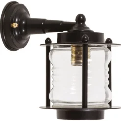 Außenwandleuchten|Gartenlaternen*Lido Wandlaterne außen Messing Glas 24 cm hoch IP23 Schwarz E27