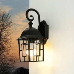 Easylight Wandlaterne außen Schwarz E27 H: 37 cm Aluminium Glas< Rustikale Lampen|Rustikale Außenleuchten