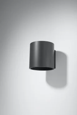 Wandleuchten|Flurlampen*Sollux Wandleuchte Anthrazit Metall klein H:10cm rund VALERYA