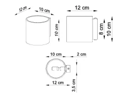 Wandleuchten|Flurlampen*Sollux Wandleuchte Anthrazit Metall klein H:10cm rund VALERYA