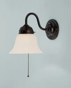 Wohnzimmerlampen|Metall Lampen*Berliner Messingleuchten Wandleuchte Antik Messing Glas mit Zugschalter E27