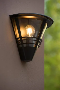 Wandleuchte Außen Aluminium Schwarz IP44 E27 T:27 cm< Außenwandleuchten|Moderne Außenleuchten