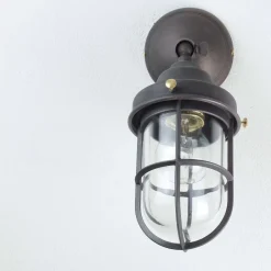 Lampen Aus Aller Welt|Rustikale Lampen*Giovanni Battista Wandleuchte Außen aus Echt-Messing in Bronze