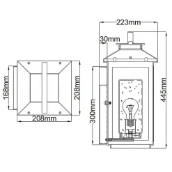 Elstead Wandleuchte außen E27 IP44 44,5 cm hoch in Messing antik< Metall Lampen|Rustikale Lampen