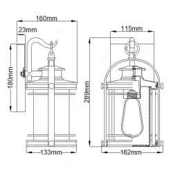Außenwandleuchten|Gartenlaternen*Elstead Wandleuchte außen E27 IP44 H: 28,9 cm Aluminium Glas