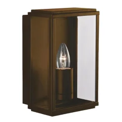 Searchlight Wandleuchte außen E27 IP44 Rostbraun Glas Edelstahl BOX< Metall Lampen|Moderne Außenleuchten