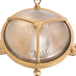 Rustikale Lampen|Metall Lampen*Lido Wandleuchte Außen Glas Messing Haus rund Maritim