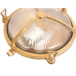 Rustikale Lampen|Metall Lampen*Lido Wandleuchte Außen Glas Messing Haus rund Maritim